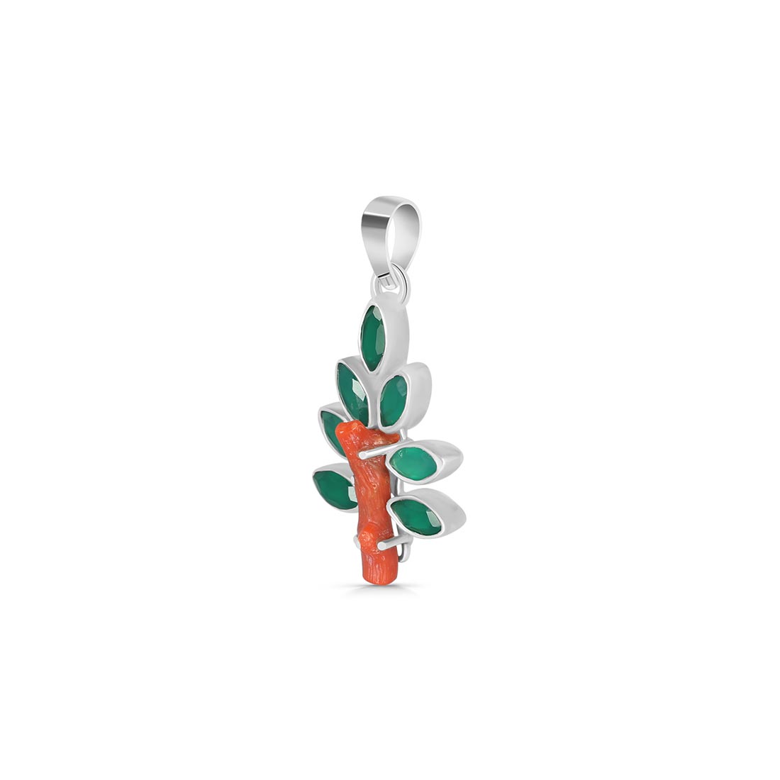Red Coral / Green Onyx Pendant-(COR-P-95)